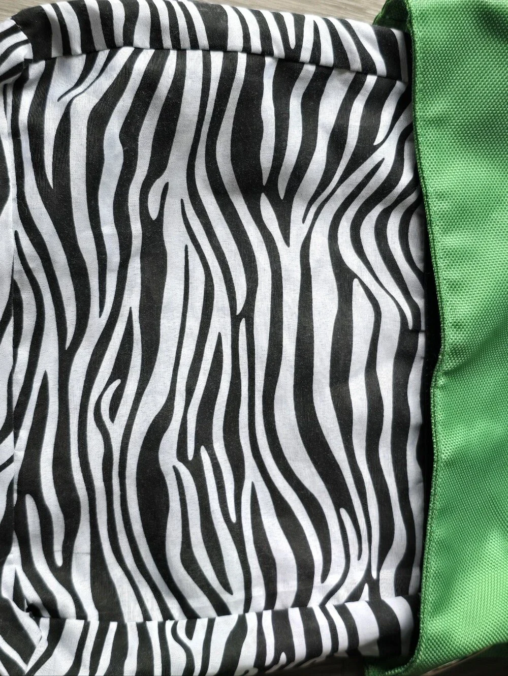 Braciano Green Nylon Hobo Shoulder Bag Y2K Silver O-Ring Zebra Print Lining